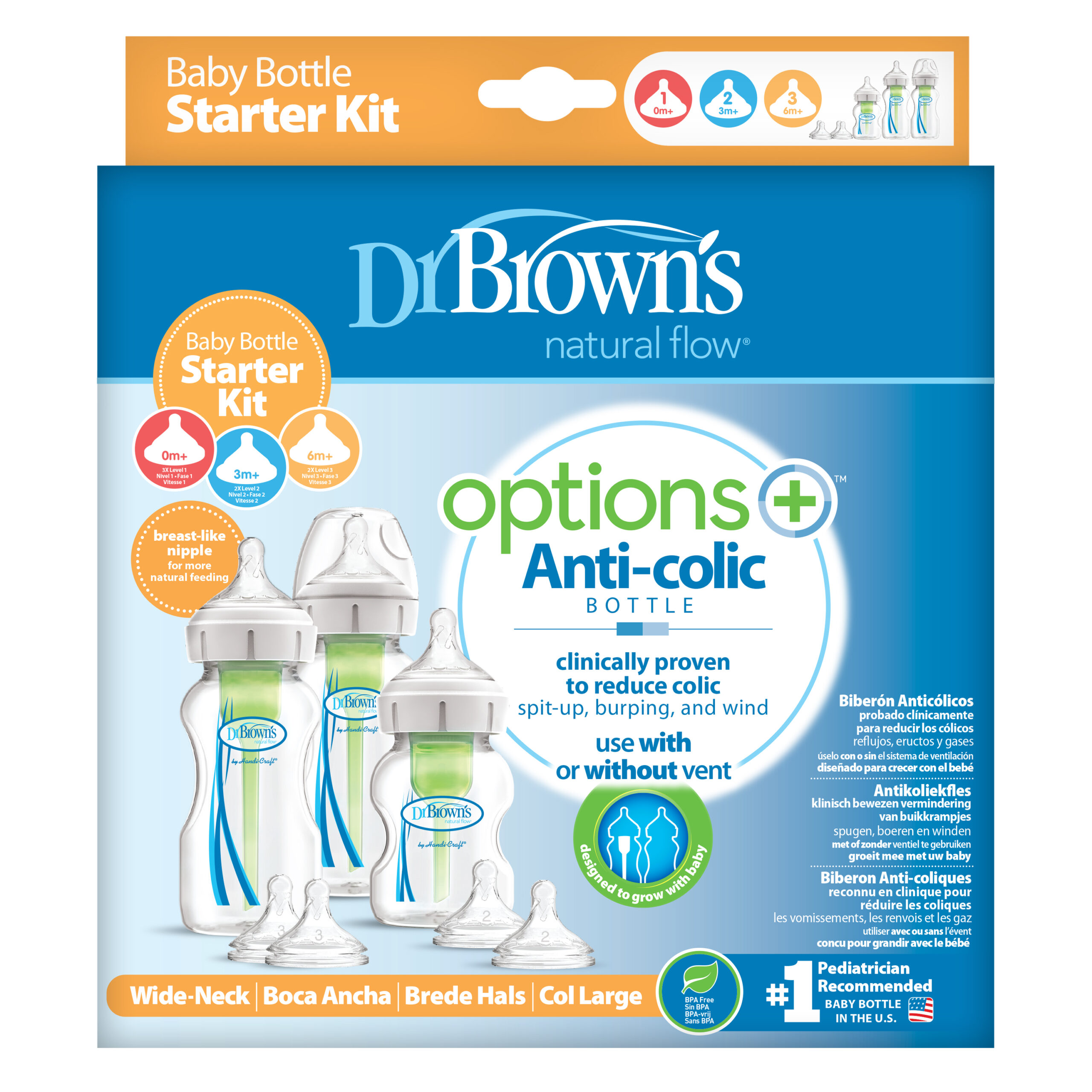paneel Gastvrijheid Narabar Dr. Brown's Options+ Anti-colic Bottle | Startpakket Brede halsfles • Dr.  Brown's België